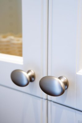 Oval Simple W/O-Ring 26 Metal Silver Furniture Knob