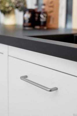 Compact 160 Metal Silver Elongated Furniture Handle