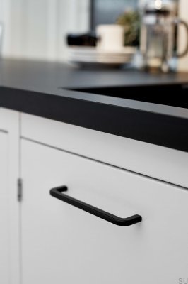 Compact 160 elongated furniture handle Metal Matte Black