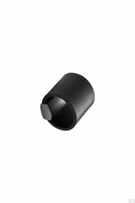 Drum 32 Metal Silver Furniture Knob with Black Leather