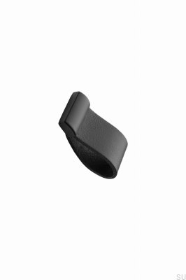 Furniture knob Strap 16 Leather Black with Black