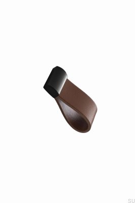 Furniture knob Strap 16 Leather Brown with Black