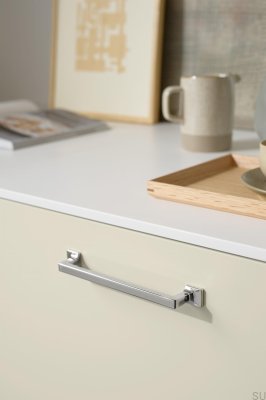 Heritage 160 Metal Elongated Furniture Handle Silver Nickel Plated