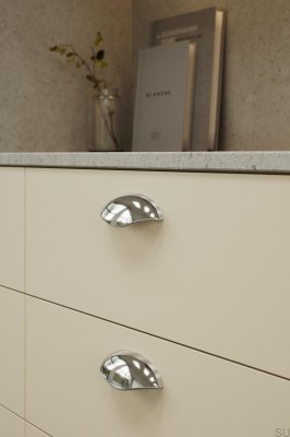 Luna 96 Metal Elongated Furniture Handle Silver Nickel Plated