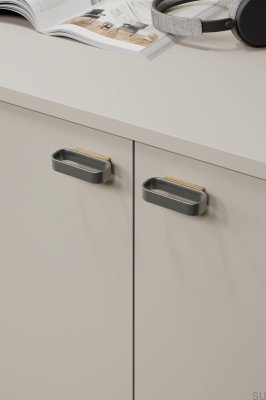 Elongated furniture handle Race 32 Wooden Oak with Silver