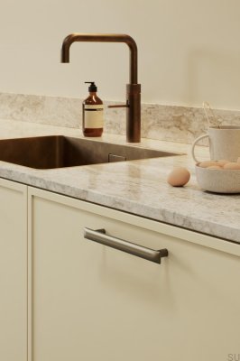 Flow 160 Metal Brushed Gold Elongated Furniture Handle