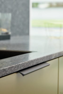 Edge Straight 600 Aluminum Furniture Handle Matt Black Brushed