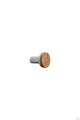 Bis 24 Wooden Oak Furniture Knob with Chrome