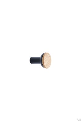 Bis 24 Wooden Oak Furniture Knob with Black Matte