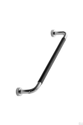 Lounge 160 Steel Polished Silver Furniture Handle with Black Leather