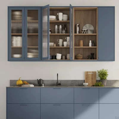 Viva 128 Steel Storm Blue Elongated Furniture Handle