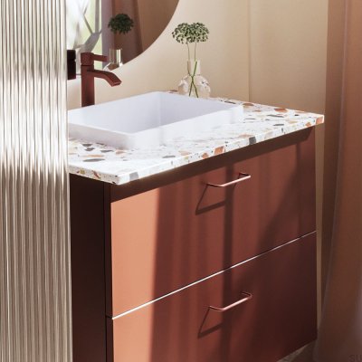 Thread 128 Metal Reddish Brown Elongated Furniture Handle