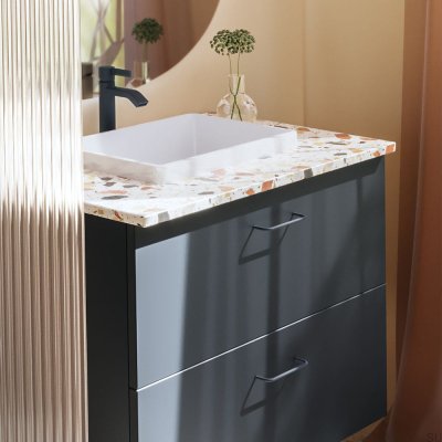 Thread 128 Metal Deep Blue Elongated Furniture Handle