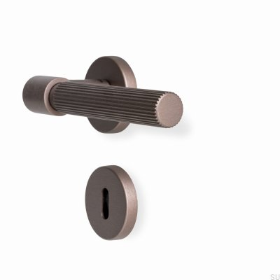Helix Stripe 200 Door Handle, Metal, Dark Brown, Scandinavian Standard