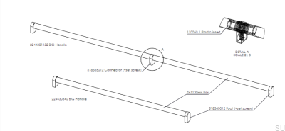 Long furniture handle Big Cut-To-Size 2X 640 Steel Silver