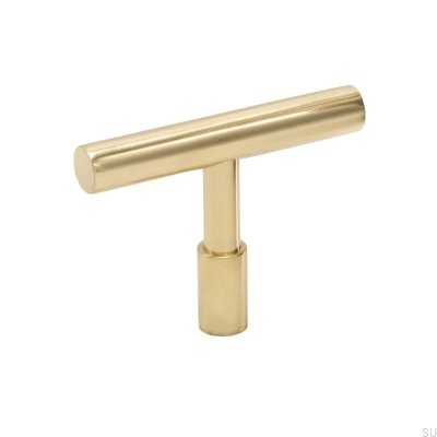 T-Bar Spira furniture knob, polished brass
