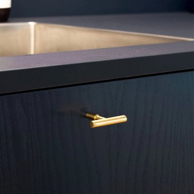 T-Bar Spira furniture knob, polished brass