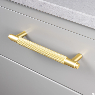 Elongated furniture handle Riff 128 Gold Matt