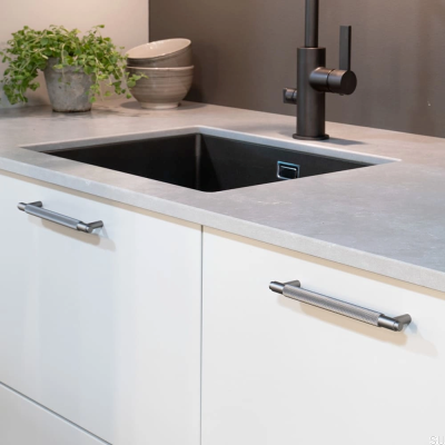 Elongated furniture handle Riff 160 Silver Matt