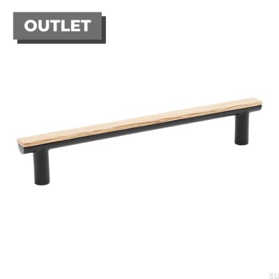 Bis 160 black oblong furniture handle with oak wood