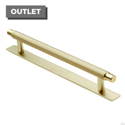 Elongated furniture handle with Manor 128 Gold washer