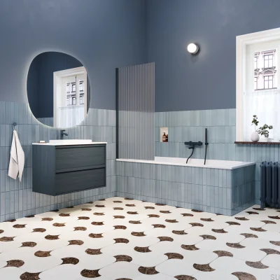 Thermostatic bath and shower mixer EVM026-150 Brass Deep Blue