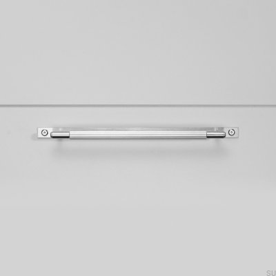 Linear Plate 225 Steel Silver Elongated Furniture Handle with Pad