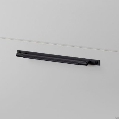Linear Plate 225 Steel Black Elongated Furniture Handle with Pad