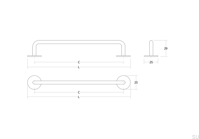 Milano 96 Metal Gray Elongated Furniture Handle