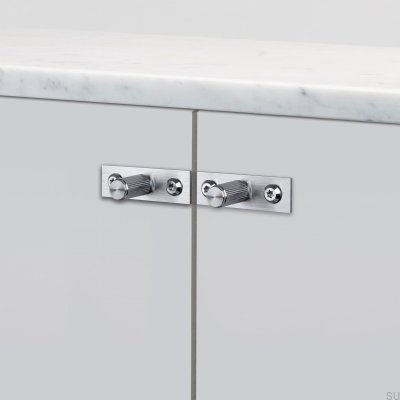 Furniture knob with washer Linear Plate 12 Steel Silver (set)