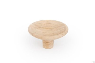 Furniture knob Disc 50 Wooden Oak Unvarnished