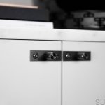 Zdjecie galki Linear Plate Gun metal na meblu