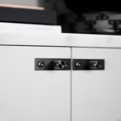 Furniture knob with washer Linear Plate 12 Steel Gun Metal (set)