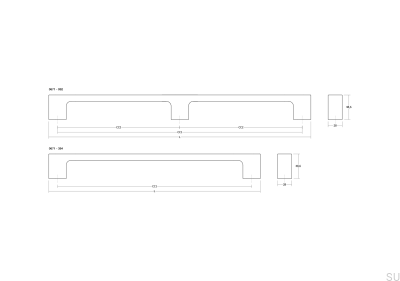 Luv Wood Big 992 Wooden Oak Unvarnished Double-Sided Door Handle