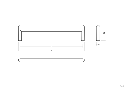 Beam 96 Metal Matt Black Elongated Furniture Handle