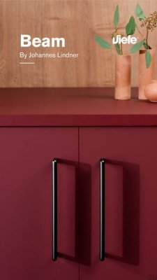 Beam 320 elongated furniture handle Metal Black Titanium Polished