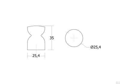 Furniture knob Piece 25 Wooden Black Matte