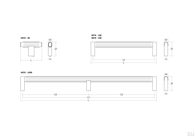 Brooklyn 160 Aluminum Brown Brushed Elongated Furniture Handle