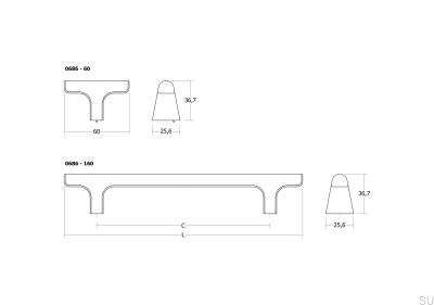 Hinoki 160 Aluminum Brushed Brown Furniture Handle
