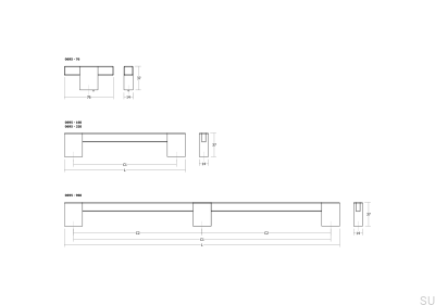 T-Bar Hako 76 Furniture Knob Wooden Walnut