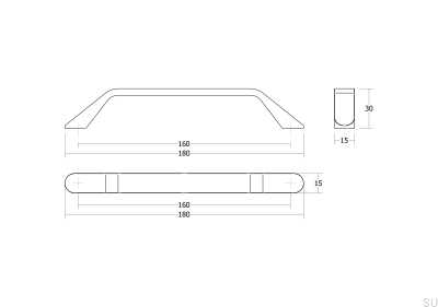 Long furniture handle Dropp 160 Aluminum Matt Black