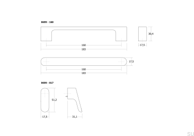 Luv Wood 160 Wooden Matt Black Furniture Handle