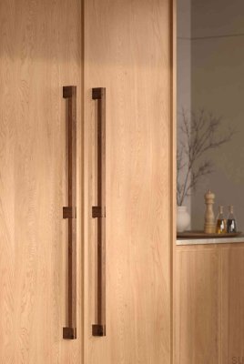 Hako Big 480 Wooden Walnut Elongated Single-Sided Furniture Handle