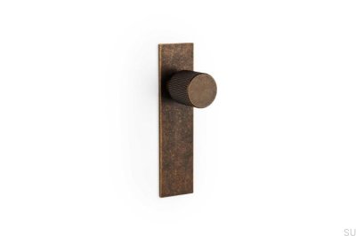 Furniture knob with Arpa Plate Aluminum Rustic Gold washer