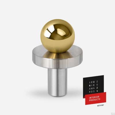 Pola polished brass furniture knob with steel washer