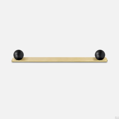 Elongated furniture handle Zoe Brass Brushed Unpainted with Black
