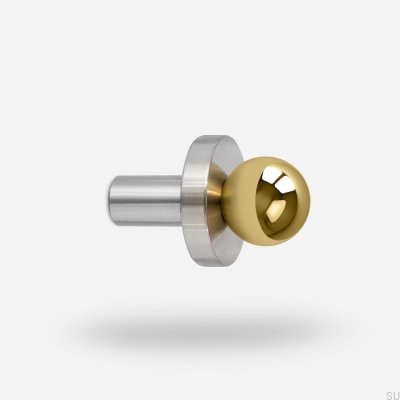 Polished Brass Coat Rack with Brushed Steel Base