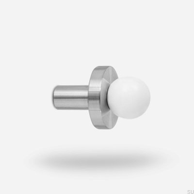 Pola W Brass White Coat Rack with Brushed Steel Base