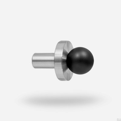 Pola W Brass Black Coat Rack with Brushed Steel Base