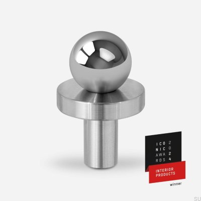 Pola Furniture Knob Brass Silver Chrome with Brushed Steel Base